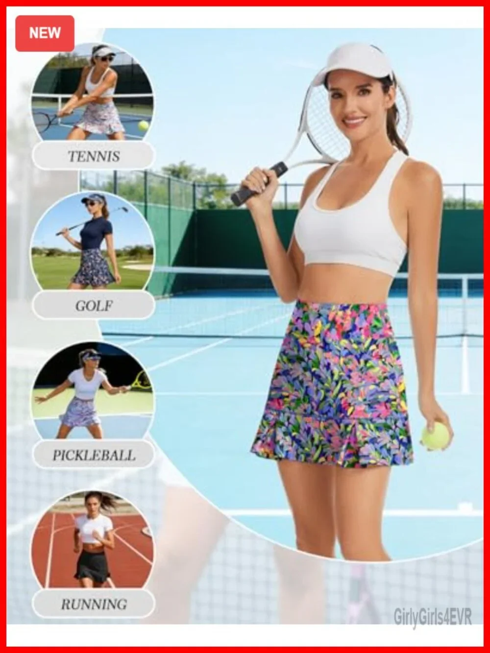 Women's Pleated Golf Skort with Pockets, Shorts, High Waisted Tummy Control
